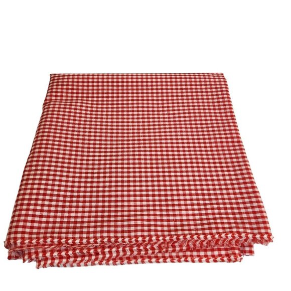 Red & White Gingham Checkered Cotton Fabric 2-Yd Exquisite Quality Lightweight S - Picture 5 of 7